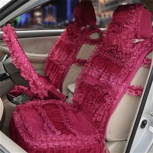 OULILAI Lace Flower Universal Automobile Car Seat Cover Ice silk Cushion 15pcs - Rose
