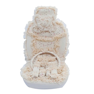 OULILAI Lace Flower Universal Automobile Car Seat Cover Velvet 21pcs - Beige