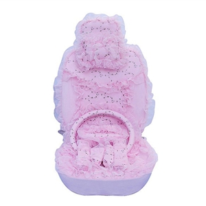 OULILAI Lace Flower Universal Automobile Car Seat Cover Velvet 21pcs - Pink