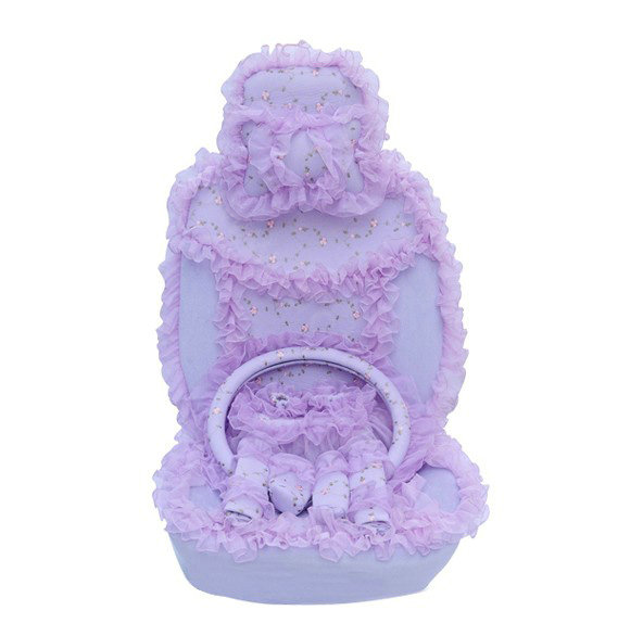 OULILAI Lace Flower Universal Automobile Car Seat Cover Velvet 21pcs - Purple