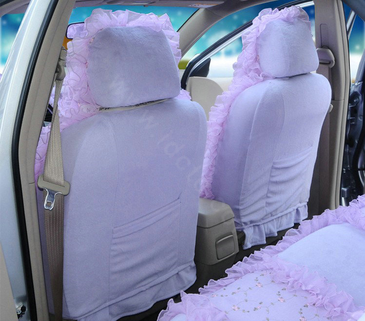 OULILAI Lace Flower Universal Automobile Car Seat Cover Velvet 21pcs - Purple