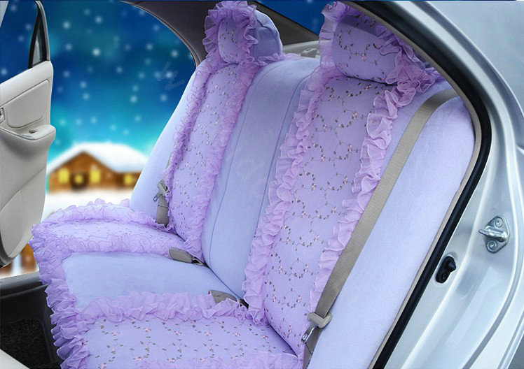 OULILAI Lace Flower Universal Automobile Car Seat Cover Velvet 21pcs - Purple