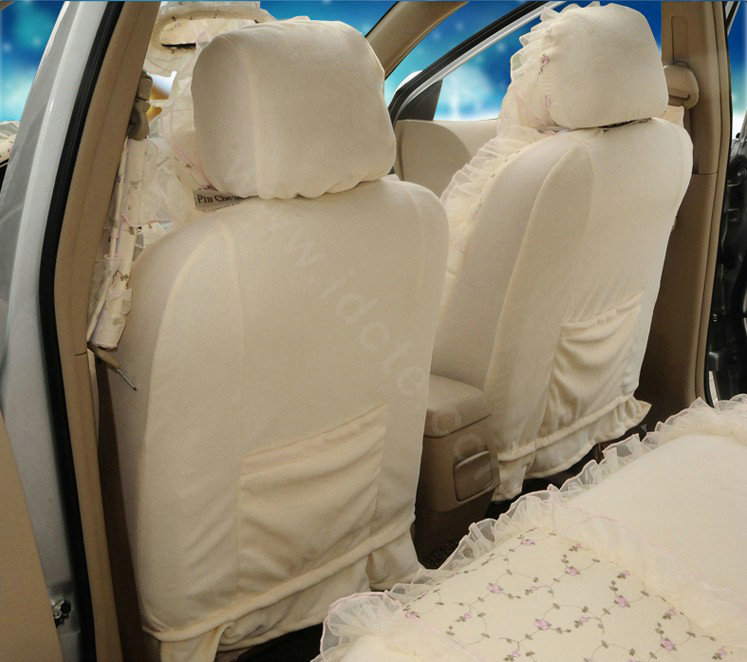 OULILAI Lace Flower Universal Automobile Car Seat Cover Velvet 21pcs - Yellow