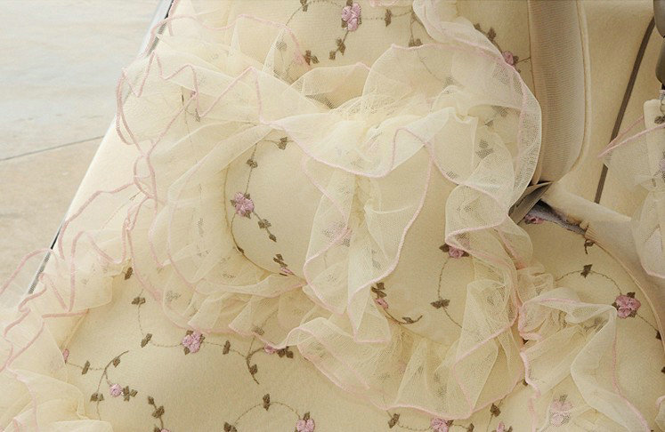 OULILAI Lace Flower Universal Automobile Car Seat Cover Velvet 21pcs - Yellow