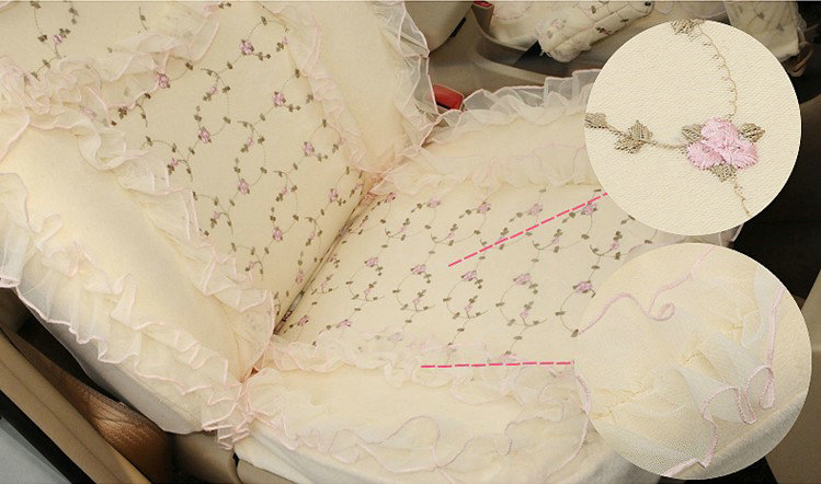 OULILAI Lace Flower Universal Automobile Car Seat Cover Velvet 21pcs - Yellow