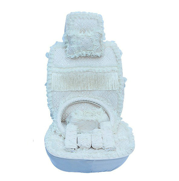 OULILAI Lace Tassel Universal Automobile Car Seat Cover Cushion Plush 15pcs - Beige