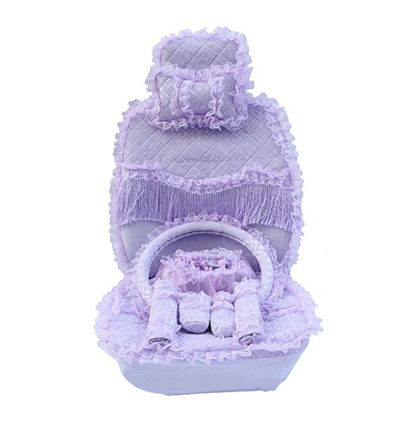 OULILAI Lace Tassel Universal Automobile Car Seat Cover Velvet 21pcs - Purple
