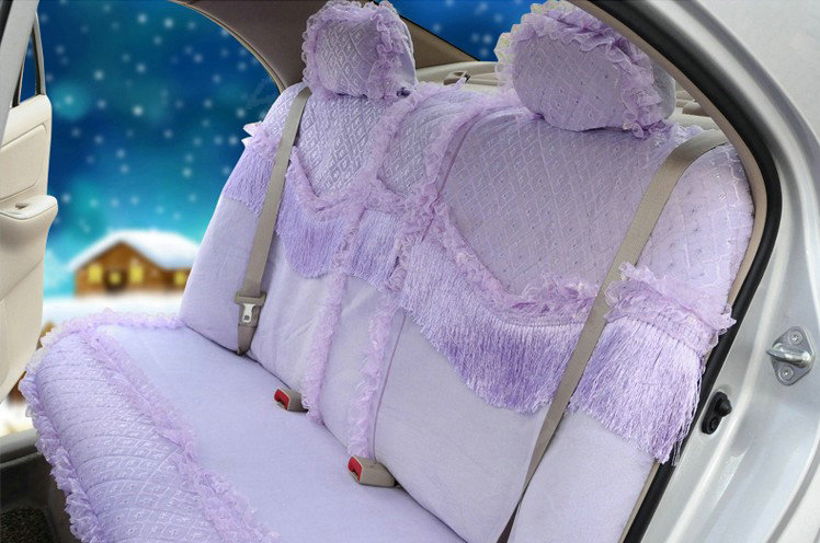 OULILAI Lace Tassel Universal Automobile Car Seat Cover Velvet 21pcs - Purple