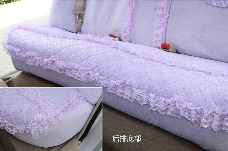 OULILAI Lace Tassel Universal Automobile Car Seat Cover Velvet 21pcs - Purple