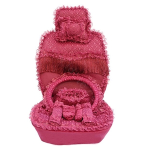 OULILAI Lace Tassel Universal Automobile Car Seat Cover Velvet 21pcs - Rose