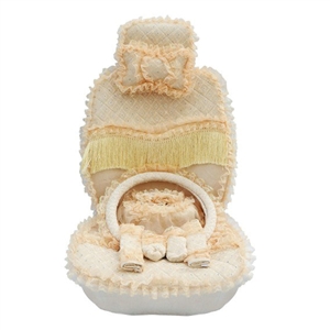 OULILAI Lace Tassel Universal Automobile Car Seat Cover Velvet 21pcs - Yellow