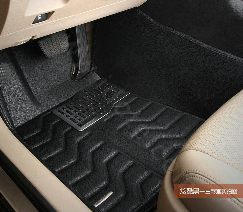 PU Leather Custom Automobile Carpet Car Floor Mats Set For VW Volkswagen Passat 5pcs Sets - Black