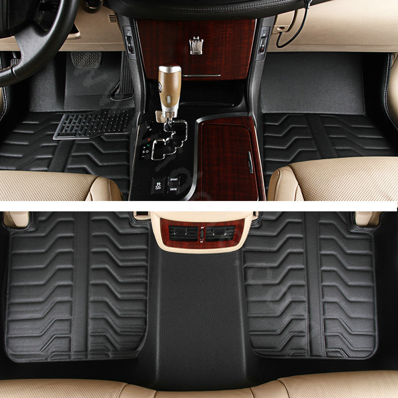 PU Leather Custom Automobile Carpet Car Floor Mats Set For VW Volkswagen Passat 5pcs Sets - Black