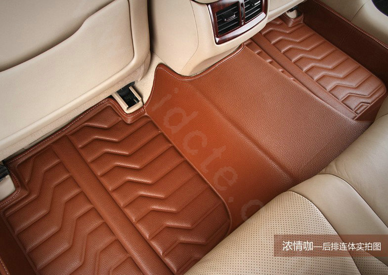 PU Leather Custom Automobile Carpet Car Floor Mats Set For VW Volkswagen Passat 5pcs Sets - Brown