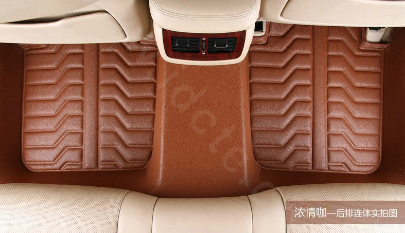 PU Leather Custom Automobile Carpet Car Floor Mats Set For VW Volkswagen Passat 5pcs Sets - Brown