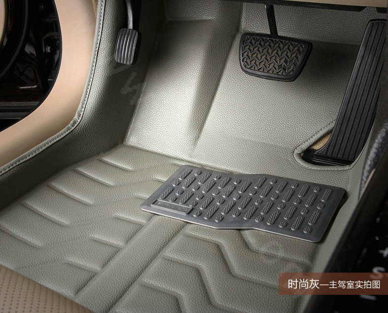 PU Leather Custom Automobile Carpet Car Floor Mats Set For VW Volkswagen Passat 5pcs Sets - Grey