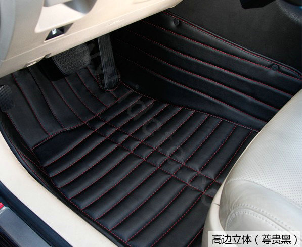 PU Leather Q001 Custom Automobile Carpet Car Floor Mats Set For VW Volkswagen Passat 5pcs Sets - Black