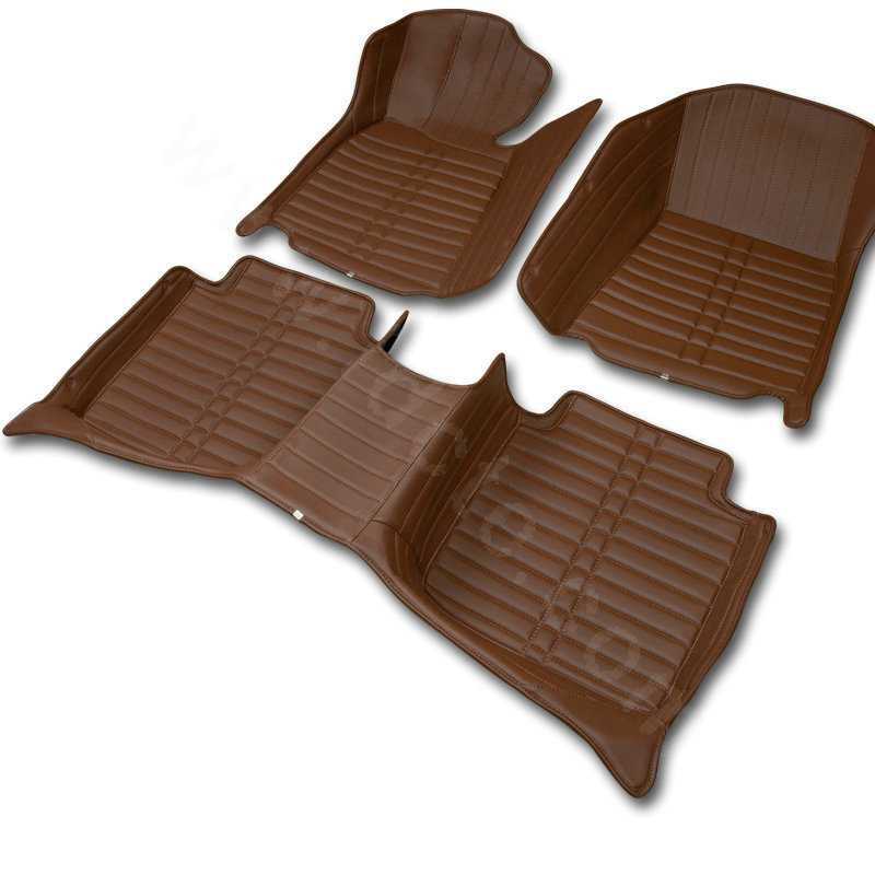 PU Leather Q001 Custom Automobile Carpet Car Floor Mats Set For VW Volkswagen Passat 5pcs Sets - Brown