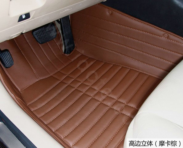 PU Leather Q001 Custom Automobile Carpet Car Floor Mats Set For VW Volkswagen Passat 5pcs Sets - Brown