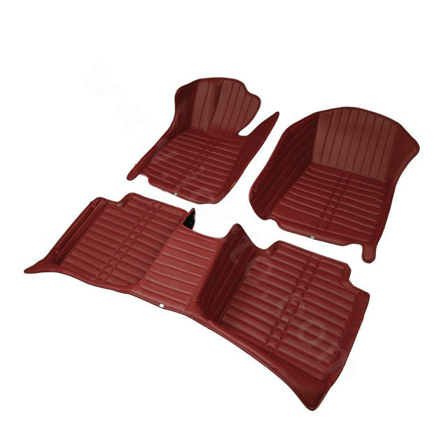 PU Leather Q001 Custom Automobile Carpet Car Floor Mats Set For VW Volkswagen Passat 5pcs Sets - Red