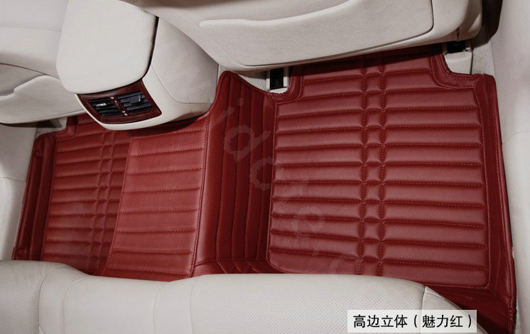 PU Leather Q001 Custom Automobile Carpet Car Floor Mats Set For VW Volkswagen Passat 5pcs Sets - Red