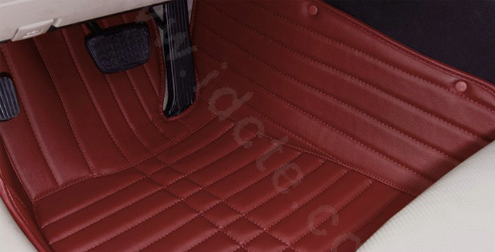 PU Leather Q001 Custom Automobile Carpet Car Floor Mats Set For VW Volkswagen Passat 5pcs Sets - Red