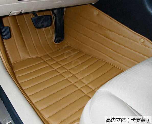 PU Leather Q001 Custom Automobile Carpet Car Floor Mats Set For VW Volkswagen Passat 5pcs Sets - Yellow