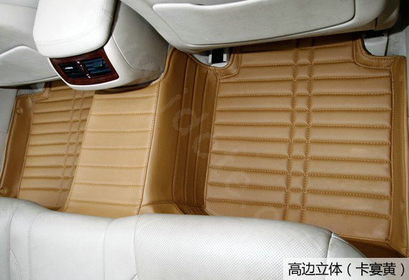 PU Leather Q001 Custom Automobile Carpet Car Floor Mats Set For VW Volkswagen Passat 5pcs Sets - Yellow
