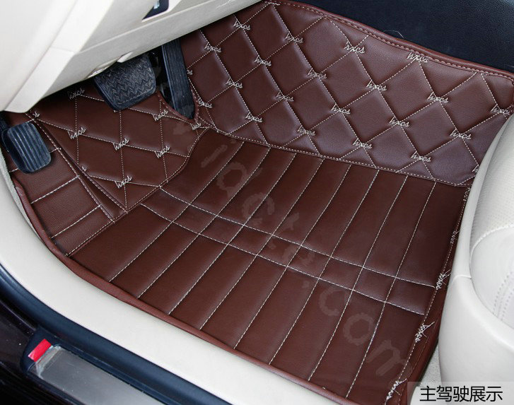PU Leather Q003 Custom Automobile Carpet Car Floor Mats Set For VW Volkswagen Passat 5pcs Sets - Brown