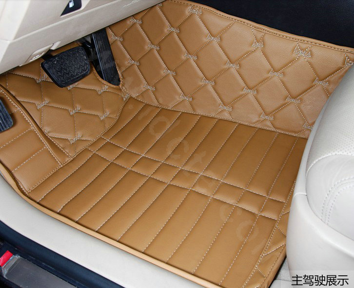 PU Leather Q003 Custom Automobile Carpet Car Floor Mats Set For VW Volkswagen Passat 5pcs Sets - Yellow