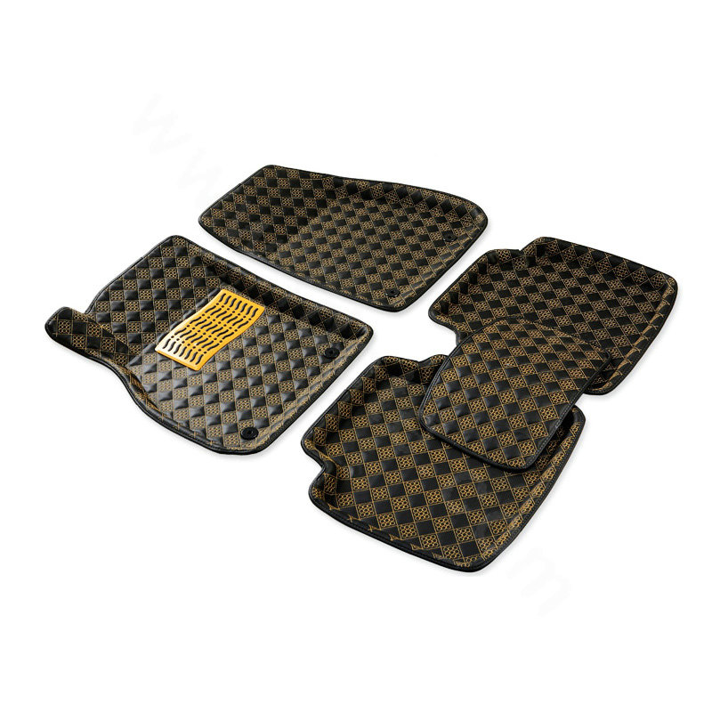PU Leather Q004 Custom Automobile Carpet Car Floor Mats Set For VW Volkswagen Passat 5pcs Sets - Gold