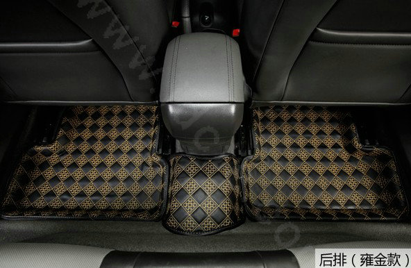PU Leather Q004 Custom Automobile Carpet Car Floor Mats Set For VW Volkswagen Passat 5pcs Sets - Gold