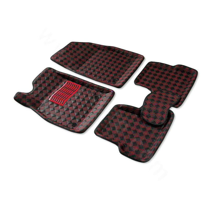 PU Leather Q004 Custom Automobile Carpet Car Floor Mats Set For VW Volkswagen Passat 5pcs Sets - Red