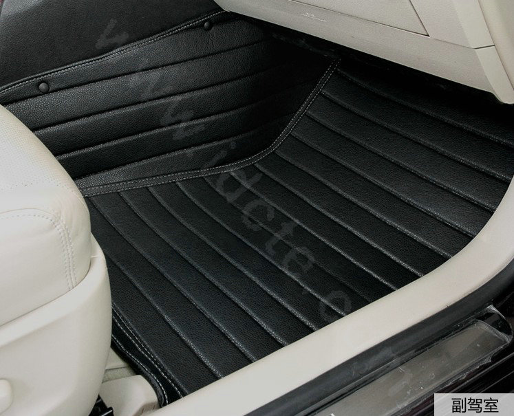 PU Leather Q005 Custom Automobile Carpet Car Floor Mats Set For VW Volkswagen Passat 5pcs Sets - Black