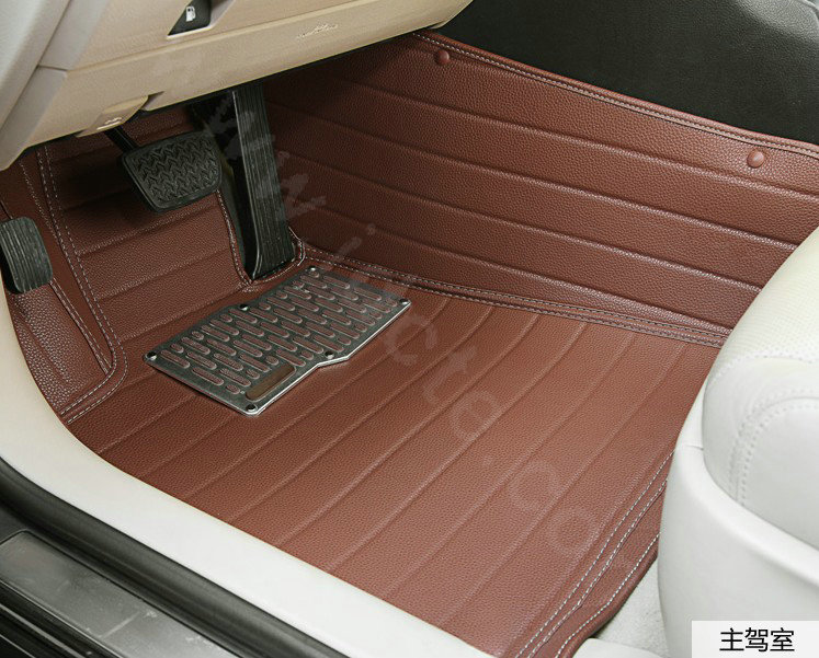 PU Leather Q005 Custom Automobile Carpet Car Floor Mats Set For VW Volkswagen Passat 5pcs Sets - Brown