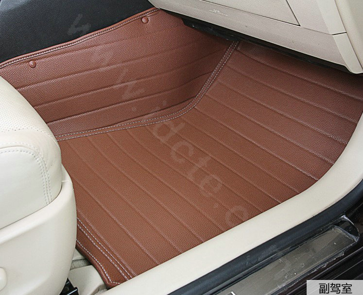 PU Leather Q005 Custom Automobile Carpet Car Floor Mats Set For VW Volkswagen Passat 5pcs Sets - Brown