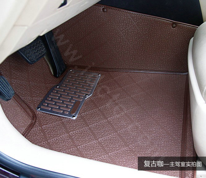 PU XPE Custom Automobile Carpet Car Floor Mats Set For VW Volkswagen Passat 5pcs Sets - Brown