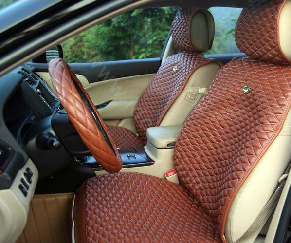 Best Universal Genuine Sheepskin Car Seat Cover Leather Wool Auto Cushion 4pcs Sets - Red