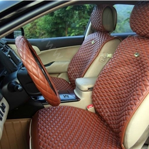 Best Universal Genuine Sheepskin Car Seat Cover Leather Wool Auto Cushion 4pcs Sets - Red