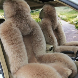 Universal Australia Genuine Sheepskin Car Seat Cover Sheep Wool Auto Cushion 4pcs Sets - Bean Paste