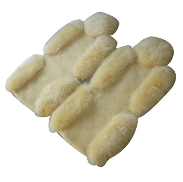 Universal Australia Genuine Sheepskin Car Seat Cover Sheep Wool Auto Cushion 4pcs Sets - Beige