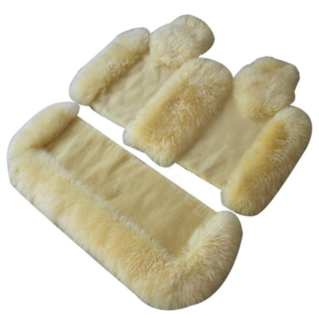 Universal Australia Genuine Sheepskin Car Seat Cover Sheep Wool Auto Cushion 4pcs Sets - Beige