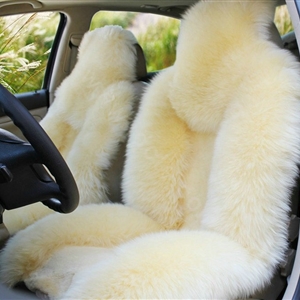 Universal Australia Genuine Sheepskin Car Seat Cover Sheep Wool Auto Cushion 4pcs Sets - Beige