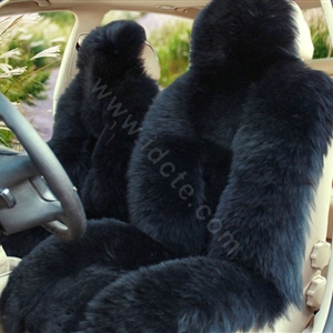 Universal Australia Genuine Sheepskin Car Seat Cover Sheep Wool Auto Cushion 4pcs Sets - Black