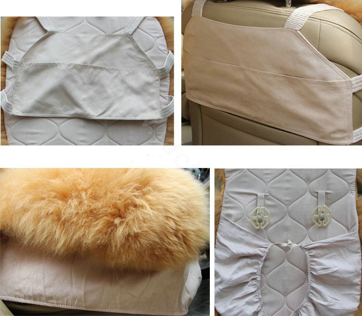 Universal Australia Genuine Sheepskin Car Seat Cover Sheep Wool Auto Cushion 4pcs Sets - Camel