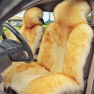 Universal Australia Genuine Sheepskin Car Seat Cover Sheep Wool Auto Cushion 4pcs Sets - Golden