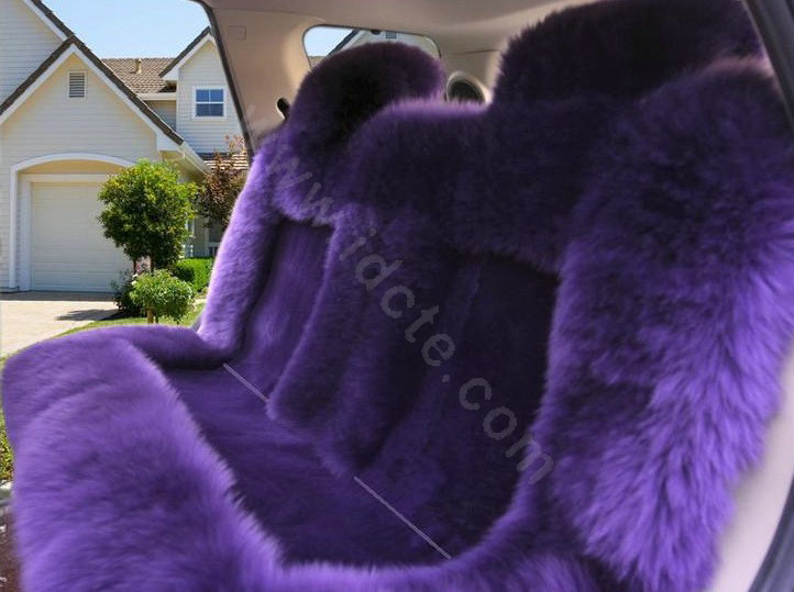 Universal Australia Genuine Sheepskin Car Seat Cover Sheep Wool Auto Cushion 4pcs Sets - Purple
