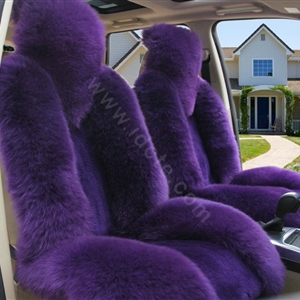 Universal Australia Genuine Sheepskin Car Seat Cover Sheep Wool Auto Cushion 4pcs Sets - Purple