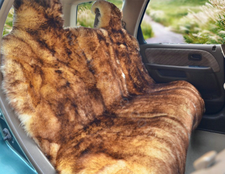 Universal Australia Real Sheepskin Car Seat Cover Sheep Wool Auto Cushion 4pcs Sets - Coffee