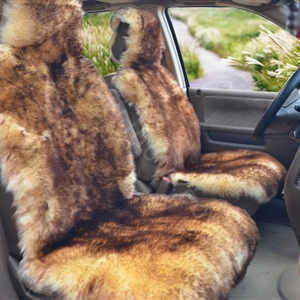 Universal Australia Real Sheepskin Car Seat Cover Sheep Wool Auto Cushion 4pcs Sets - Coffee